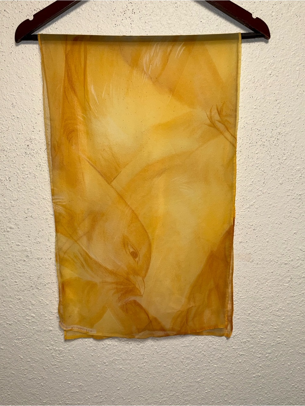 Golden Yellow Silk Scarf with Subtle Feather it’s a good life
